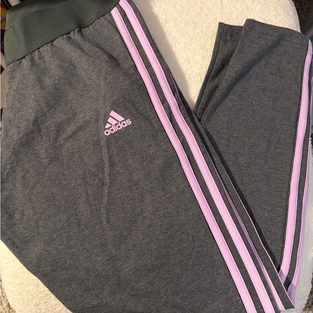 Adidas Women Gray and  Pink Leggings